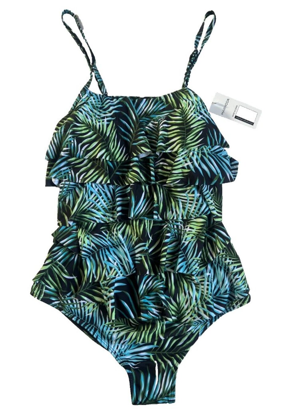 Maxmoda women's 1Pc Bathing Suit Jungle Print Size XXL NEW Tiered Front